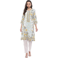 BIBA Women Printed Straight Kurta Mix and Match(Chintz Glaze COLLECTION20406_ICE Blue_32)