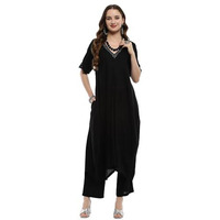 BIBA Women's Black Rayon Asymmetric Suit Set (SKDNORNI9869AW24BLK