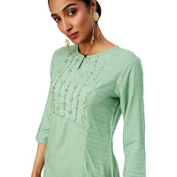 Max Women Embellished Yoke Straight Kurta (EKJV41001LIGHT Green)_L