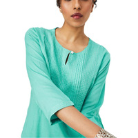 Max Women Pintuck Yoke Straight Kurta (EKLE41001AQUA)_S