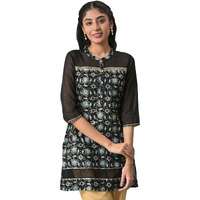 Aurelia Women's Viscose Regular Kurta (22AUA13588-506243_Black