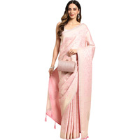 MOHEY Pink Art Silk Mirror Embroidered Saree for Women
