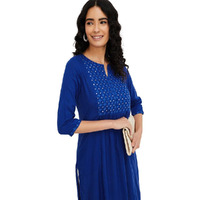 Max Women's Rayon Blend Regular Kurta (SFEKPA24NEROYAL Blue_Royal