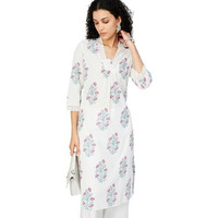 Max Women's Cotton Blend Regular Kurta (PEPKSP25TOOFF White_Off