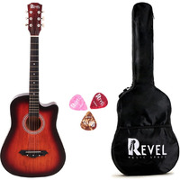 Revel 38 Inches Lindenwood Cutaway Design Acoustic Guitar With Carry Bag And Plectrums. (sunburst)