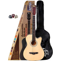 Intern INT-38C Natural Linden Wood Acoustic Guitar Kit with Carry Bag & Picks