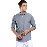 Dennis Lingo Men's Solid Slim Fit Casual Shirt (AZ301_D-BLUE_XXL)