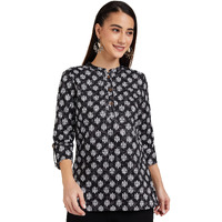 Amazon Brand - Myx Women's Cotton Regular Short Kurti (AW18NIT001CORE4_Dark Brown_x-Small)