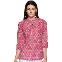 Amazon Brand - Myx Women's Cotton Straight Kurti (NIT001CORE11A_Pink_X-Large)