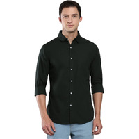 Dennis Lingo Men's Solid Slim Fit Casual Shirt (AZ301_B-GREEN_M)