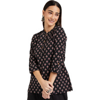 Amazon Brand - Myx Women's Cotton Straight Short Kurti (AW16VALST01C_Red Leaf_XL)