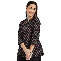 Amazon Brand - Myx Women's Cotton Straight Short Kurti (AW16VALST01C_Red Leaf_M)