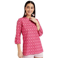 Amazon Brand - Myx Women's Cotton Straight Kurti (NIT001CORE11A_Pink_XX-Large)
