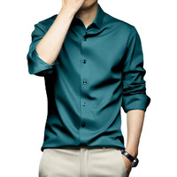 IndoPrimo Men's Stylish Solid Satin Casual Shirt for Men Full Sleeve (in, Alpha, M, Rama)