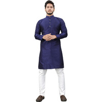 More & More Men's Cottan Blend Kurta Navy Blue