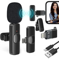 Careflection Wireless Clip Mic, Wireless Lavalier Microphones, Clip-on Microphone(Aisizo, for Smartphone, Laptop, Video Recording YouTube Live Stream (K8 Microphone Both)