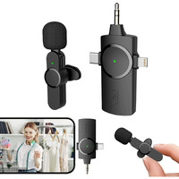 Careflection Wireless Clip Mic, Wireless Lavalier Microphones, Clip-on Microphone(Aisizo, for Smartphone, Laptop, Video Recording YouTube Live Stream (3 in 1 Microphone)