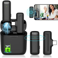 Careflection Wireless Clip Mic, Wireless Lavalier Microphones, Clip-on Microphone(Aisizo, for Smartphone, Laptop, Video Recording YouTube Live Stream (J11 Microphone C-Type)