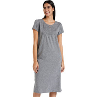 Amazon Brand - Symbol Women's Cotton Solid Knee Length Night Gown (SS19UTSDR04-GP-07_Grey_Large_Grey_L)