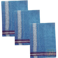 PRAKASAM COTTON Mens Single (1.28 X 2.00 mtrs) Colour Thalapathi Border Dhoties/fine quality Single Dhoties (Peacock Green)-Pack of 3 Dhoties