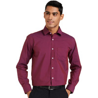 Amazon Brand - Symbol Men's Cotton Rich Formal Shirt | Plain | Full Sleeve - Regular Fit (Available in Plus Size) (Navy/Maroon_40)