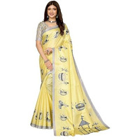 Yashika Women's Elegant Printed Art Silk Saree with Matching Blouse Material-Perfect for Festive Special Occasions, Exquisite Design and Vibrant Colors (AZ-YS-P1-DHOLKI-Parent_Yellow)