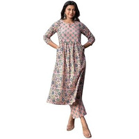 FABNEX kurta set for women | Women Kurta | Women Kurta Sets Kurtis | Women Kurta Pant Set | Women Kurta Pant Set Women Kurti Set with Pant (K-53-54) (2XL, Pink)
