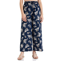 Amazon Brand - Myx Women's Loose Fit Cotton Palazzo (PAG224_Navy Floral_XS_Navy Floral_Xs)