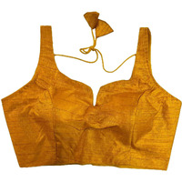 Pujia Mills Women's Heavy Phantom Silk Bollywood Style Sleeveless Trendy Blouse(Veda) (Mustard, 36)