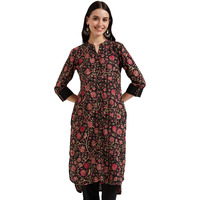 Amazon Brand - Myx Women's Cotton Regular fit Kurti (MGCLST3C_Black Floral_2XL)