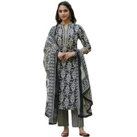 Leriya Fashion Women's Rayon Regular Kurta Set with Dupatta (LF-W.Kurta SET-K2759&P181&D119_Black