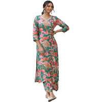 GoSriKi Women's Cotton Blend Straight Printed Kurta with Palazzo (Chinki Green-GS_S_Green_Small)