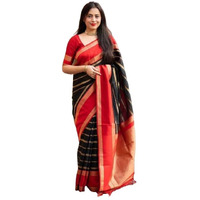 Yashika Women's Latest Woven Printed Kanjivaram Banarasi Art Silk Saree with Unstitched Blouse Material-Suitable for All Indian Weddings and Festivals (AZ-YS-OG-CHAMKILI-Parent_Black)