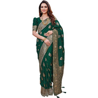 Satrani Women's Silk Blend Jacquard Work Saree with Unstitched Blouse Piece (3657S6025N_Rama Blue)