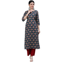 Bollyclues Women's Printed Crepe Straight Printed Kurti(BC-CO03) Maroon