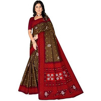 Tamaira Fashion Women's Plain Cotton Saree (11514_Coffee