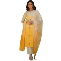 FABNEX Kurta set for women | women kurta set | Women Kurta Sets Kurtis | Women Kurta Pant Set (K-102-YELLOW-L)