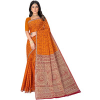 Tamaira Fashion Women's Plain Cotton Saree (2534_Orange