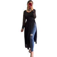 TRILLMIXA Women's Georgette Women A-line Kurta for Girls (Alia Cut Kurti) Black