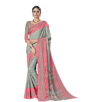 Vimla Women's Grey Malgudi Art Silk Uniform Saree with Blouse Piece (2441_Grey)