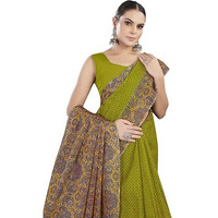 Tamaira Fashion Women's Plain Cotton Saree (AB39_Green