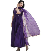 ANNI DESIGNER Women's Rayon Blend Anarkali Embroidered Kurta with Pant & Dupatta (Gumsum Begani_L_Begani_Large)