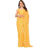 Satrani Women's Georgette Leheriya Printed Ready To Wear Saree with Unstitched Blouse Piece (24RS114N_Yellow4)