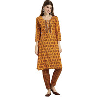 Shiv Textiles Cotton Kurta Set for Women.(9002-Mustard-L)