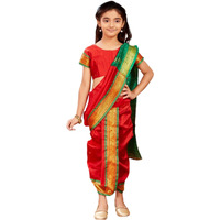 Aarika Girls Ethnic Wear Red Colour Shree Nav Saree (4-9 Years)