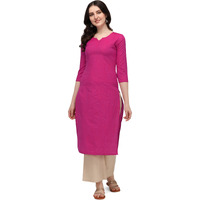 Hritika Women's Pink Solid Printed Cotton Blend Casual Kurta_(HRKR5_HRK007PNK_L)