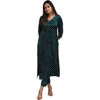 GoSriKi Women's Rayon Blend Straight Bandhani Printed Kurta with Pant (PRANTIKA Green-GS_M_Green_Medium)