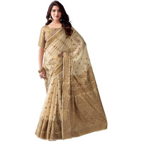 Satrani Women's Cotton Silk Jacquard Saree with Unstitched Blouse Piece (3615S337N_Beige2)