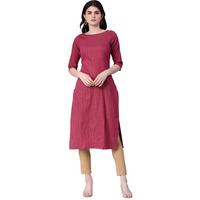 Hritika Women's Pink Solid Printed Cotton Blend Casual Kurta_(HRKR5_HRK0014RANI_M)