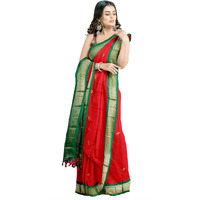 Florely Women's Paithani Cotton Silk Saree With Unstiched Blouse Piece